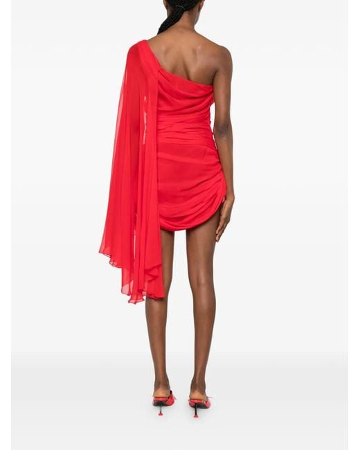 GIUSEPPE DI MORABITO Red One-Shoulder Draped Mini Dress