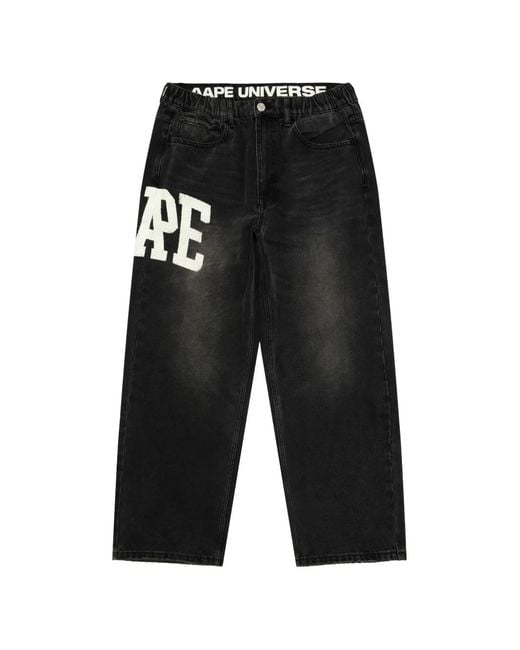 Aape By A Bathing Ape Black Logo Trousers for men