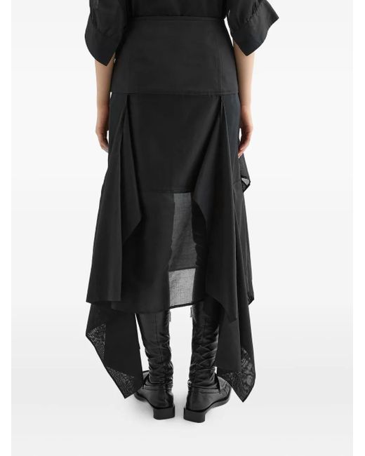 Gonna Midi Con Inserti di Jil Sander in Black