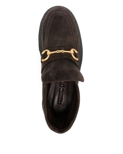 Pomme D ́Or Brown Chain-Embellished Suede Ankle Boots