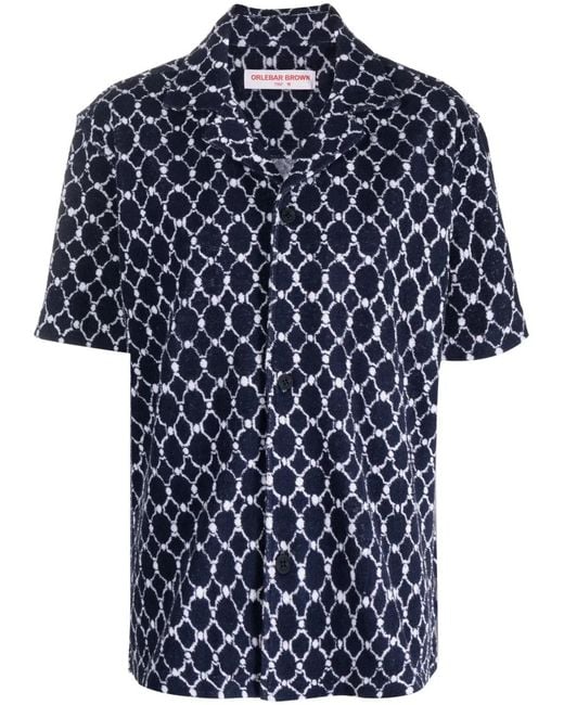 Orlebar Brown Blue Howell Geo Short-Sleeve Shirt for men