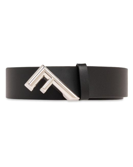 Fendi Black Tilted-logo Leather Belt for men