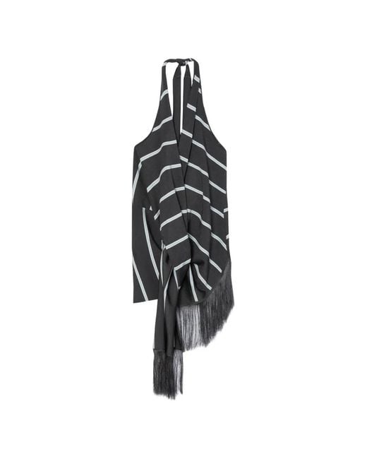 3.1 Phillip Lim Black Striped Fringe Top