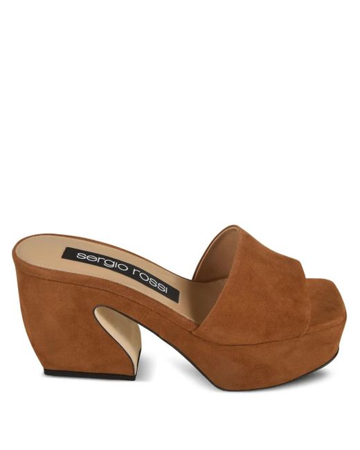 Sergio Rossi Brown 90Mm Suede Sandals
