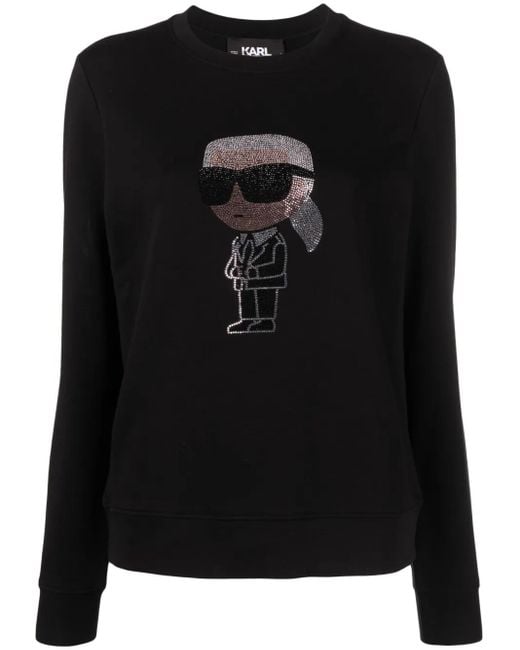 Karl Lagerfeld Black Ikon Rhinestone Karl Sweatshirt