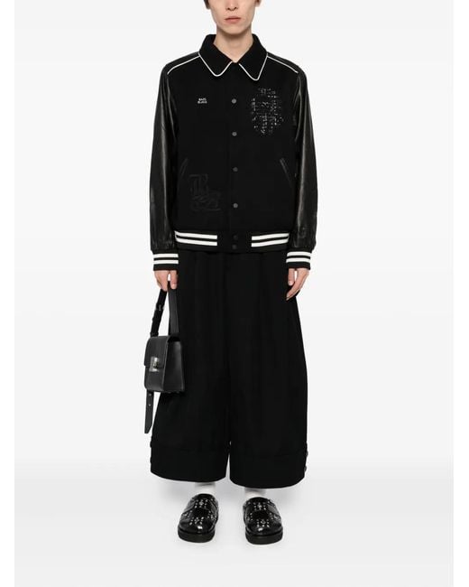 A Bathing Ape Black Logo-Varsity Jacket for men