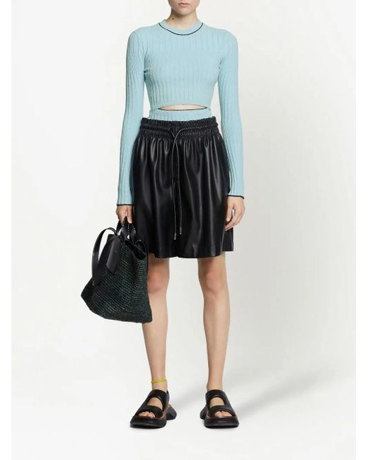 Proenza Schouler Blue Cut-Out Bouclé Knitted Top
