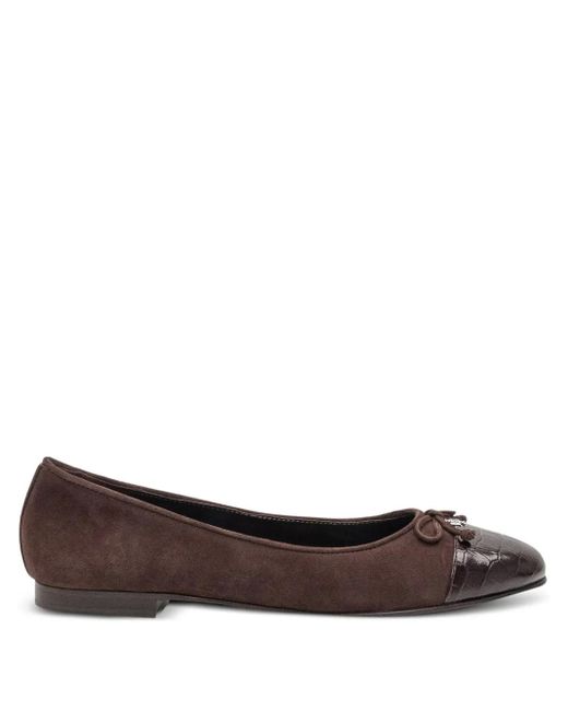 Tory Burch Brown Suede Ballet Flats With Cap Toe