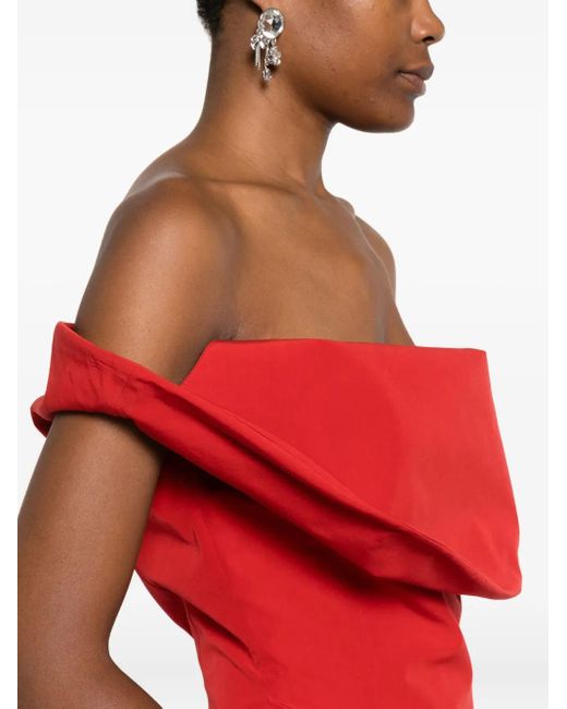 Magda Butrym Red Off-Shoulder Asymmetric Top