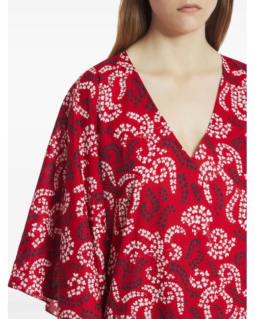 Lanvin フローラル カフタン Red