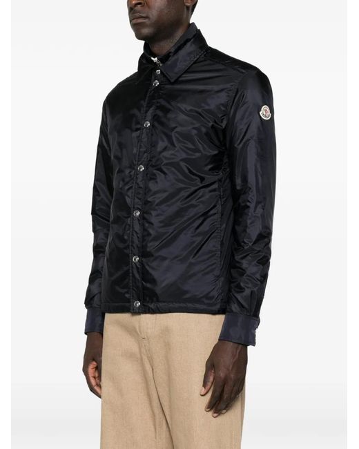 Moncler Black Logo-Patch Zip-Up Jacket for men