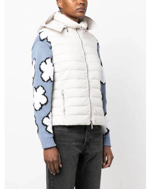 Moorer White Detachable-Hood Padded Zip-Up Gilet