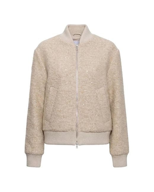 Peserico Natural Sequin-Embellished Bouclé Jacket