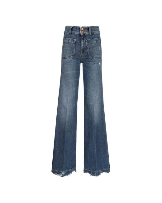 Seafarer Blue Jane Frayed Wide-Leg Jeans