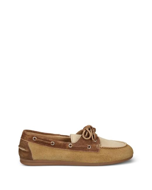 POSA Brown Mocassins En Daim À Empiècements