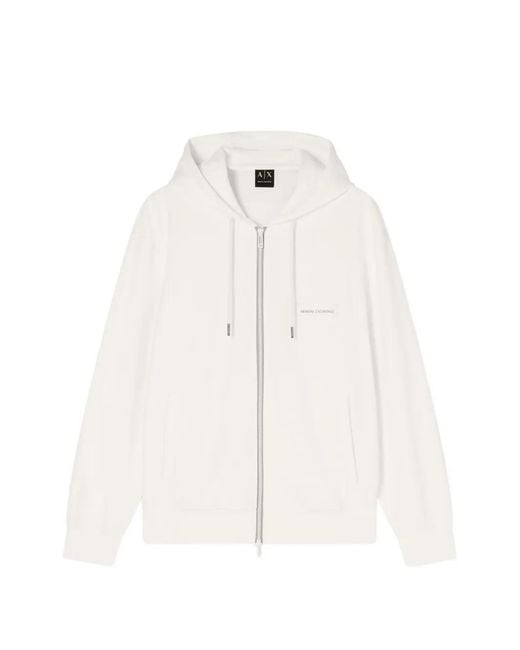 ARMANI EXCHANGE White Logo-Patch Zip-Up Hoodie for men