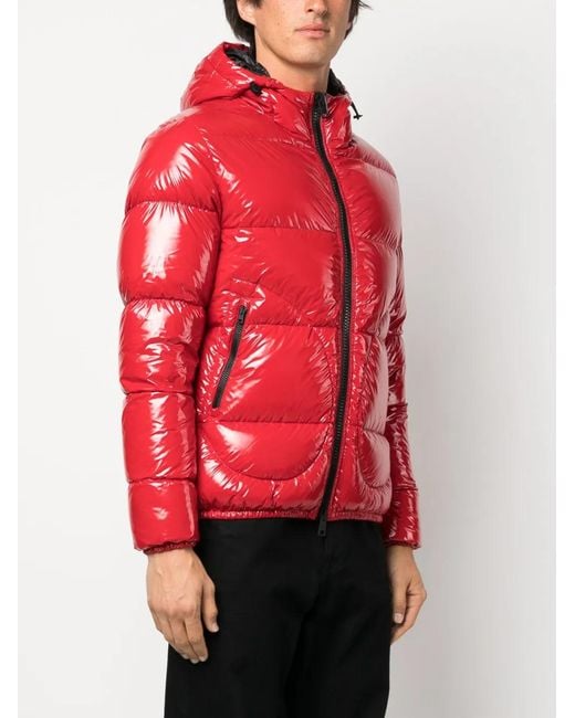 Herno Red Logo-Patch Padded Hooded Jacket for men