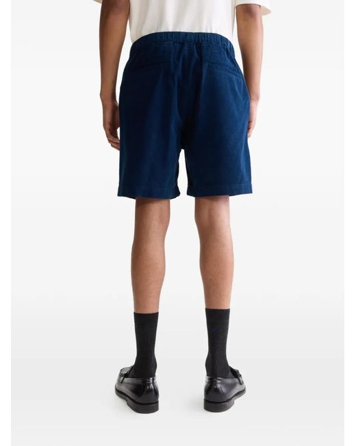 Bellerose Blue Elasticated Corduroy Shorts for men