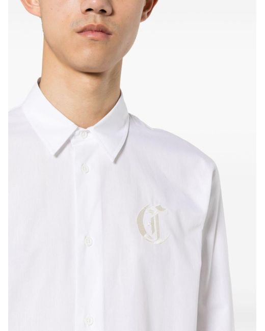 Just Cavalli White Logo-embroidered Shirt for men
