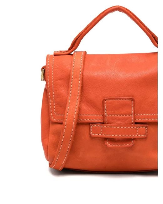 Caterina Lucchi Orange Small Maria Crackled-Effect Tote Bag