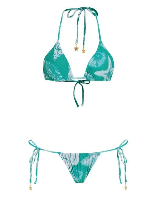 Amir Slama Green Starfish-Print Bikini
