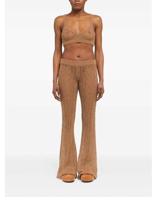 Alanui Brown Desert Drift Cable-Knit Top