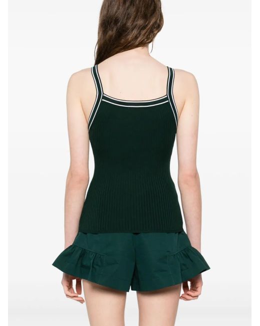 Sandro ストライプトリム トップ Green