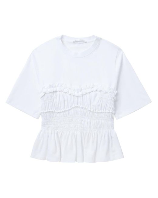 CECILIE BAHNSEN White Vilde Ruched T-shirt