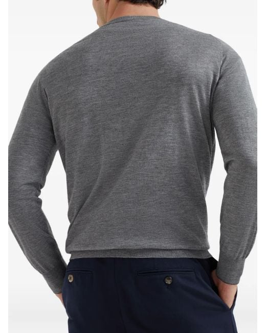 Brunello Cucinelli Gray Crew Neck Jumper for men