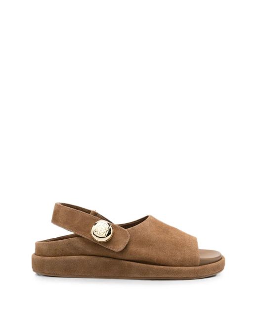 SERGIO MORETTI FIRENZE Brown Button-Detail Slingback Sandals