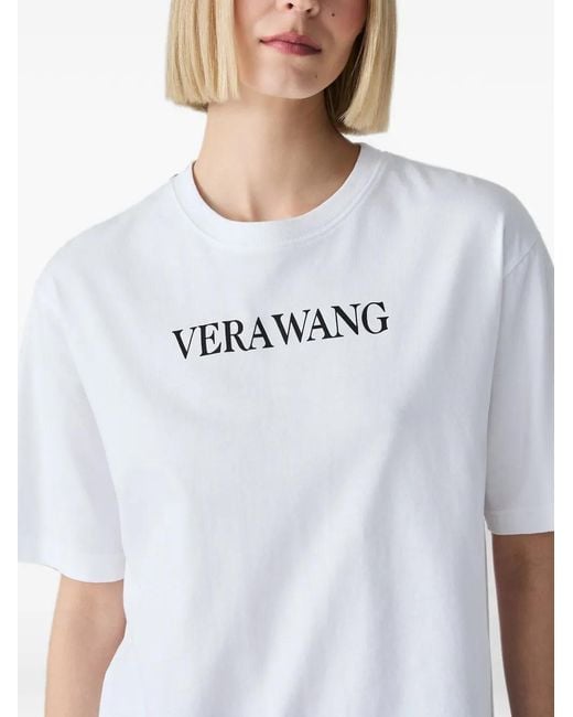 Vera Wang White T-Shirt En Coton À Logo Imprimé