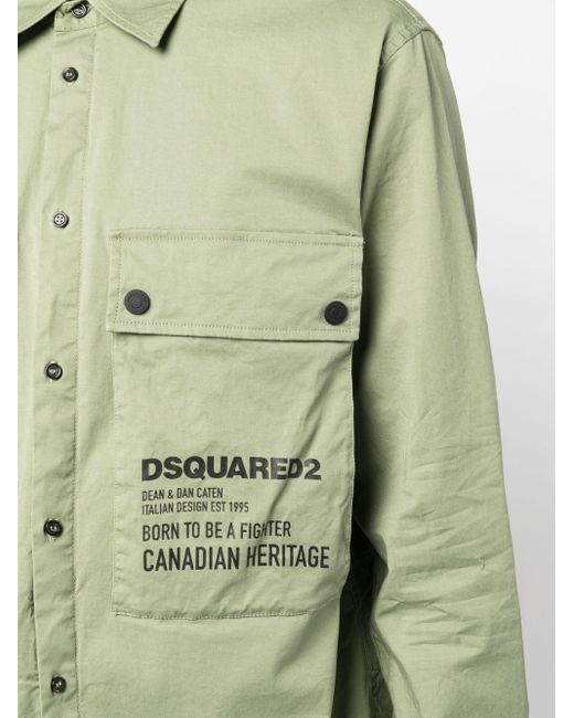 DSquared² Green Logo-detail Cotton Shirt for men