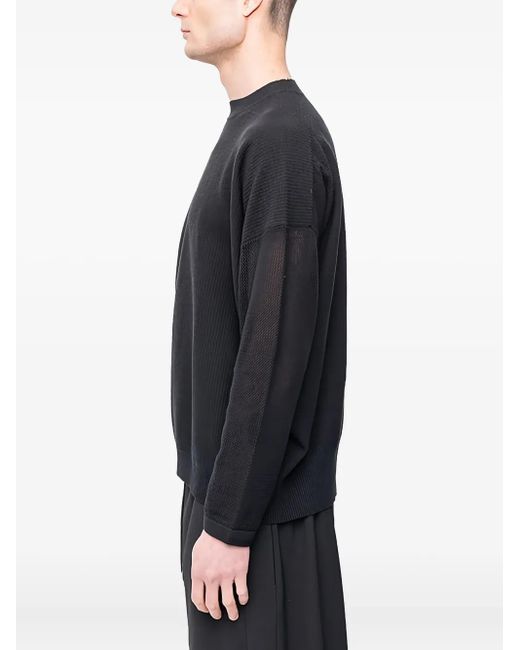 DEVOA Black Open-Knit Pullover Sweater for men