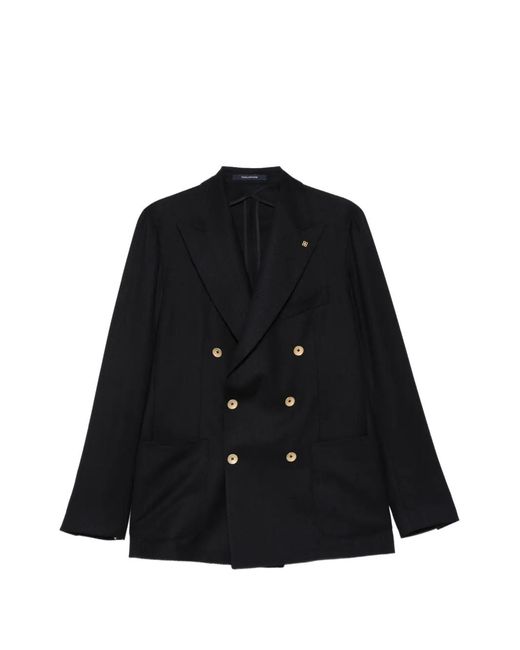 Tagliatore Black Double-Breasted Pocket Blazer for men