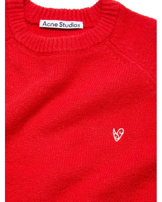 Acne Red Pocket-Detail Crew-Neck Sweater for men