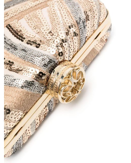 Elie Saab Natural Gold Embroidered Clutch Bag