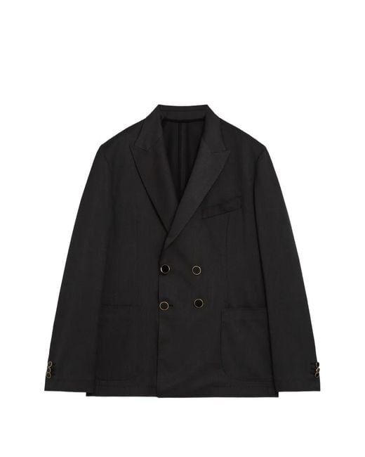 A PAPER KID Black Pinstriped Double-Breasted Blazer for men