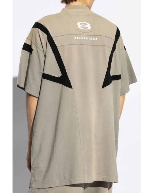 Balenciaga Gray Logo-Print Cotton T-Shirt for men