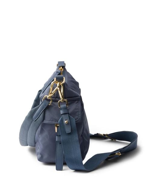 Prada Blue Explore Large Re-Nylon And Leather Bag