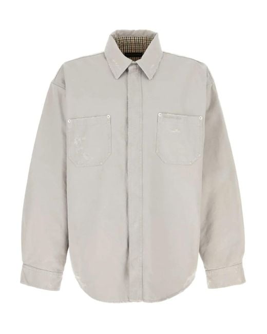 Balenciaga White Distressed-Pockets Shirt for men