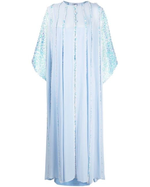 Baruni Blue Jasmine Sequin-embellished Cape Dress