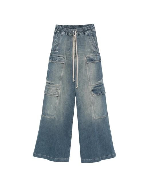 Rick Owens Blue Cargo Denim Jeans
