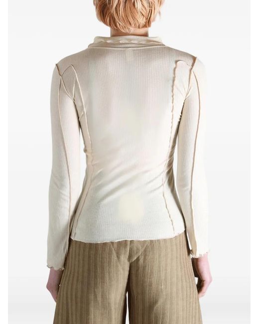 Baserange White Omato Ruffled Polo Shirt