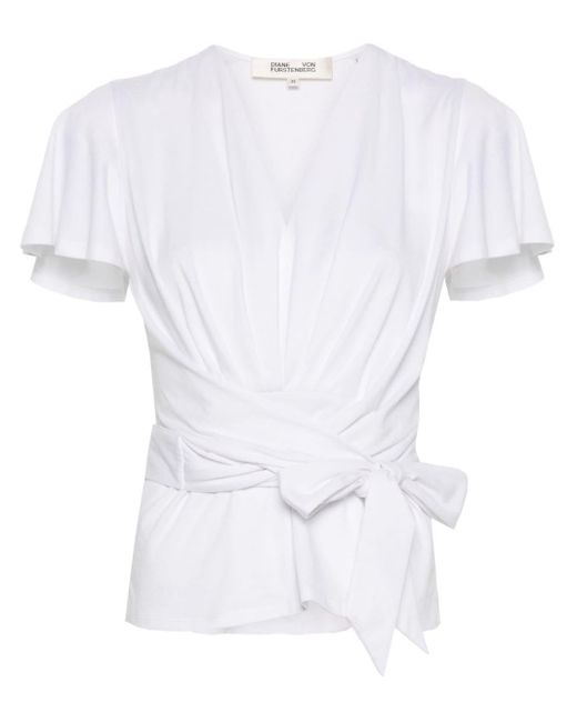 Diane von Furstenberg White Asymmetrisches Sienna T-Shirt