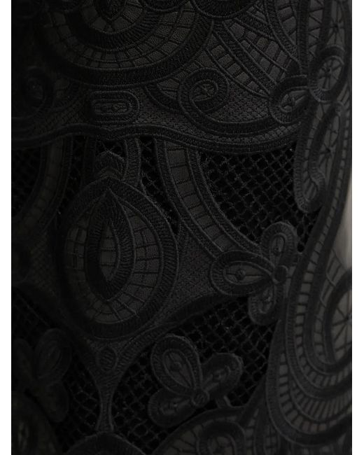 Twinset Black Lace Panel Midi Skirt