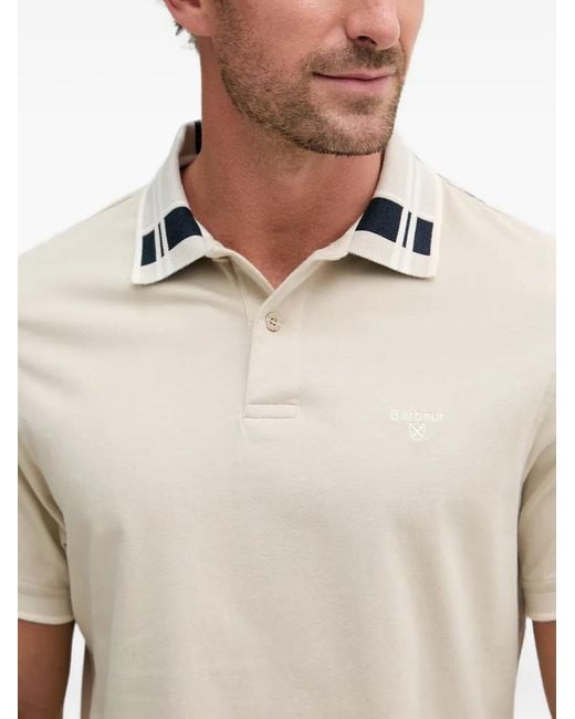 Barbour White Callington Check-Pattern Polo Shirt for men