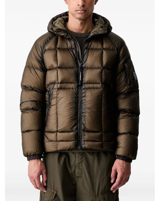C P Company Brown D.D. Shell Hooded Puffer Jacket for men