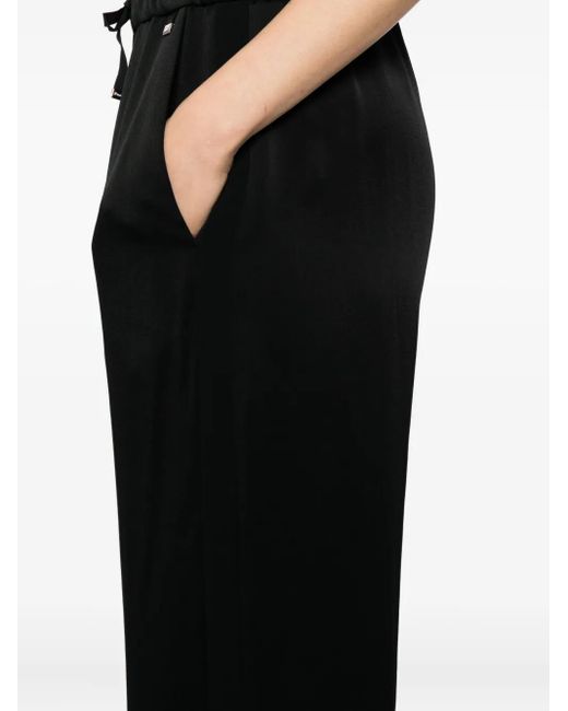 Herno Women's Black Satin Drawstring Pants wide-leg pants