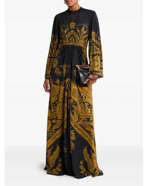 Etro Black Printed Flared Maxi Dress
