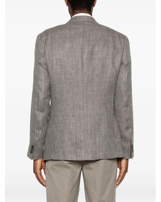 Corneliani Gray Herringbone-Patterned Blazer for men